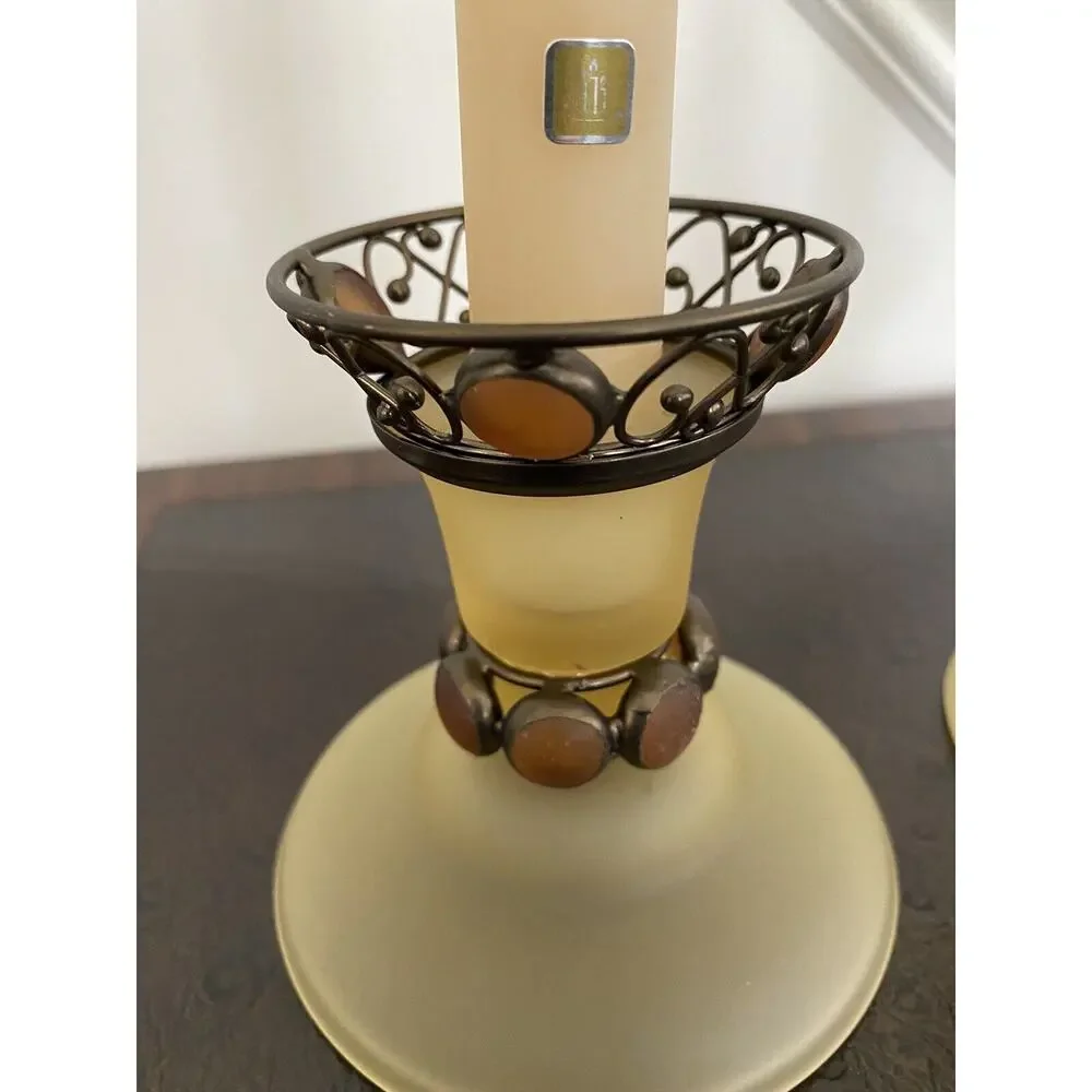 Partylite Paris Retro Amber Holders Candle Assortment Frost Filigree Retired - Picture 4 of 14